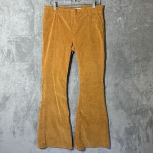 Free People Flare Corduroy Pants Size 32 Boho Bell Bottom Mustard Yellow Gold
